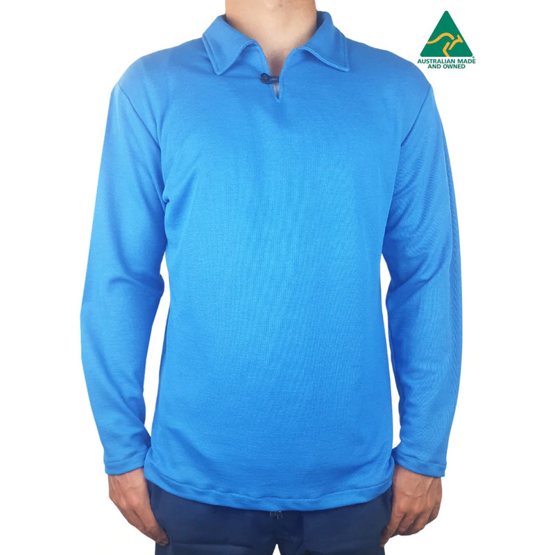 Fraser Merino Wool L/S Polo - Cobalt